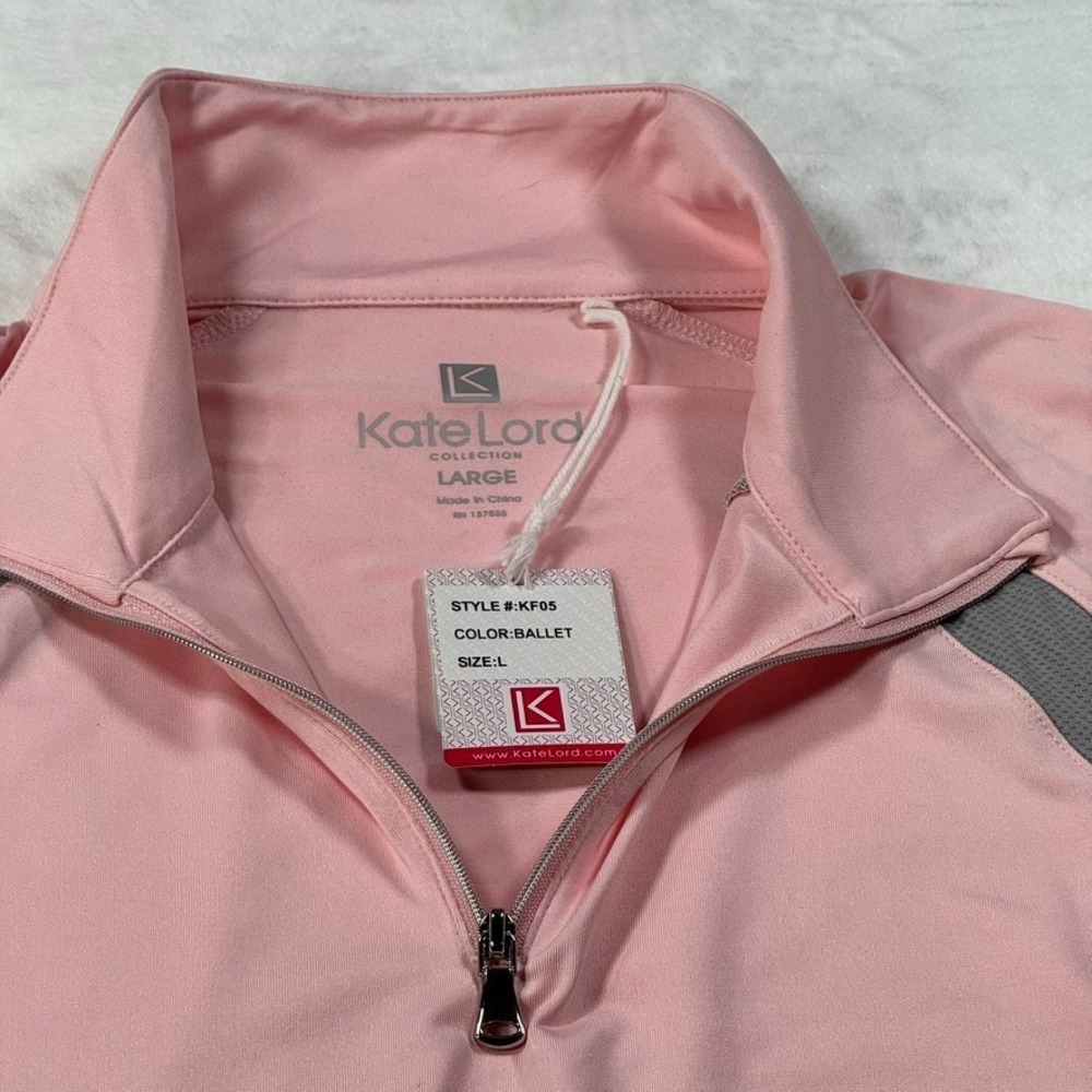 Kate Lord Collection Women's Golf 1/4 Zip Mock Neck Performance Top – Size Large - Picture 4 of 5